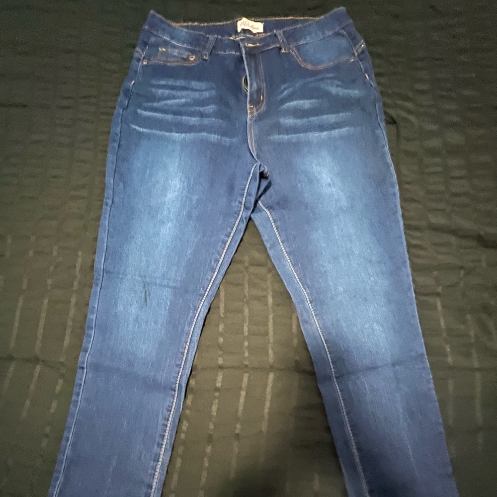 Red Bottom Dark Blue and Light Blue Denim